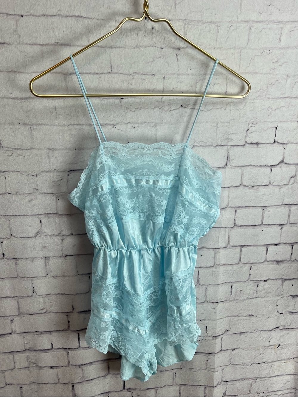 Texsheen size small light blue lingerie playsuit vintage